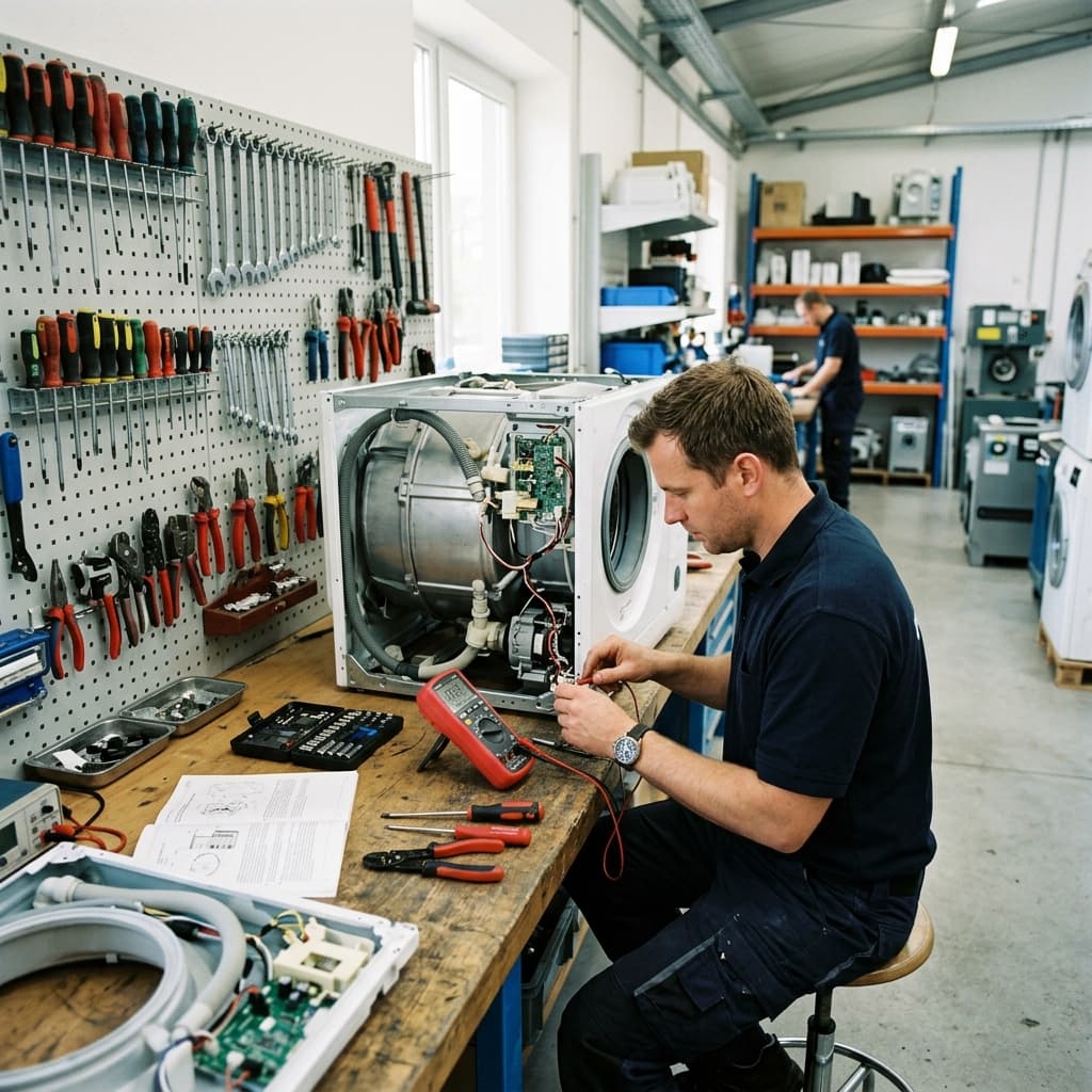 Professional appliance repair workshop
